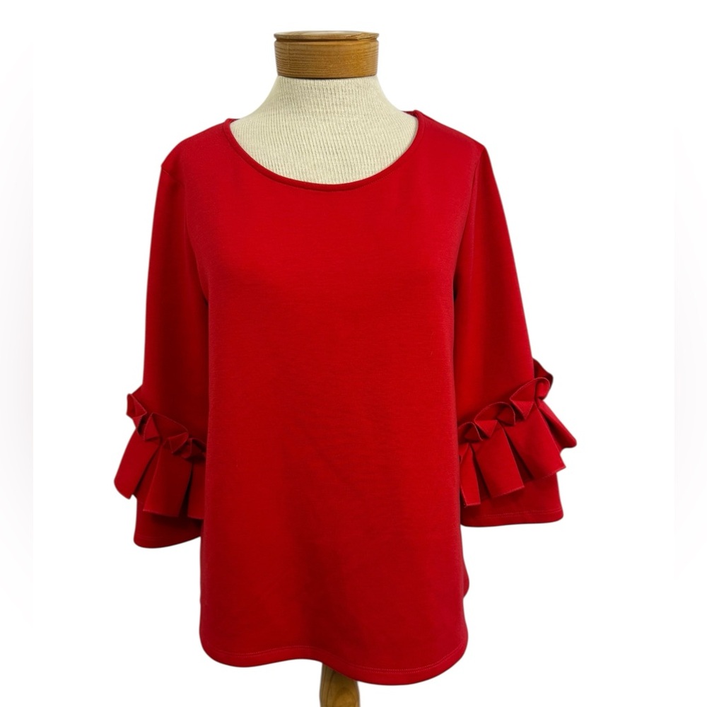 ✨ Halogen Red Ruffle-Sleeve Top | Size Small - Picture 2 of 8